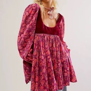 Free People Marsha Mini Dress Plum Combo NWOT